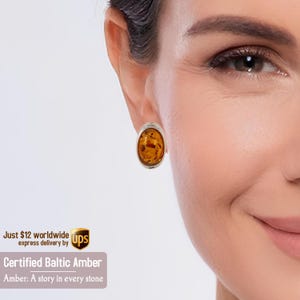 Womens stud earrings - Amber stud earrings - Gift for her - Gemstone earrings - Stone stud earrings - Gift Jewelry - Natural amber