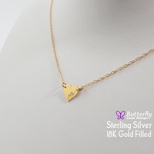 Tiny dainty initial heart necklace - Personalize delicate necklace - Gold silver heart necklace - Everyday Necklace - Layered Long Necklace