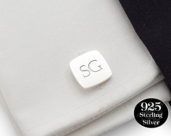 Gemelos personalizados Plata 925, Gemelos iniciales, Gemelos personalizados, Regalo de marido, Regalo personalizado para hombres, Regalo para hombres, Regalo de aniversario