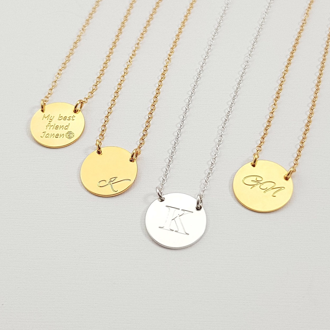 Necklace 18k Initial Necklace Engraved Gold Coin Necklace Buy