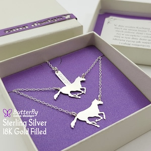 Zilveren gepersonaliseerde paardensieradenset armband ketting hanger - paardenliefhebber cadeau paardensieraden - westerse sieraden - paardensportketting