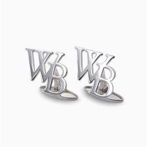 Gemelos con inicial en plata de ley - Regalos para novios y padrinos de boda - Gemelos con nombre personalizados - Gemelos de boda