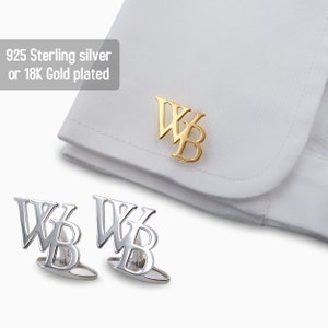 Sterling Silver Initial Cufflinks Groom & Groomsmen gifts Personalized Name Cufflinks Wedding Cufflinks image 1