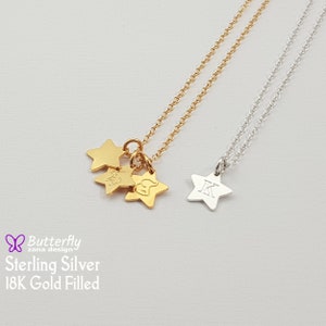 Personalized Star Necklace Sterling Silver Gold - Custom Dainty Simple Stars Necklace - Initial necklace Gift for Her