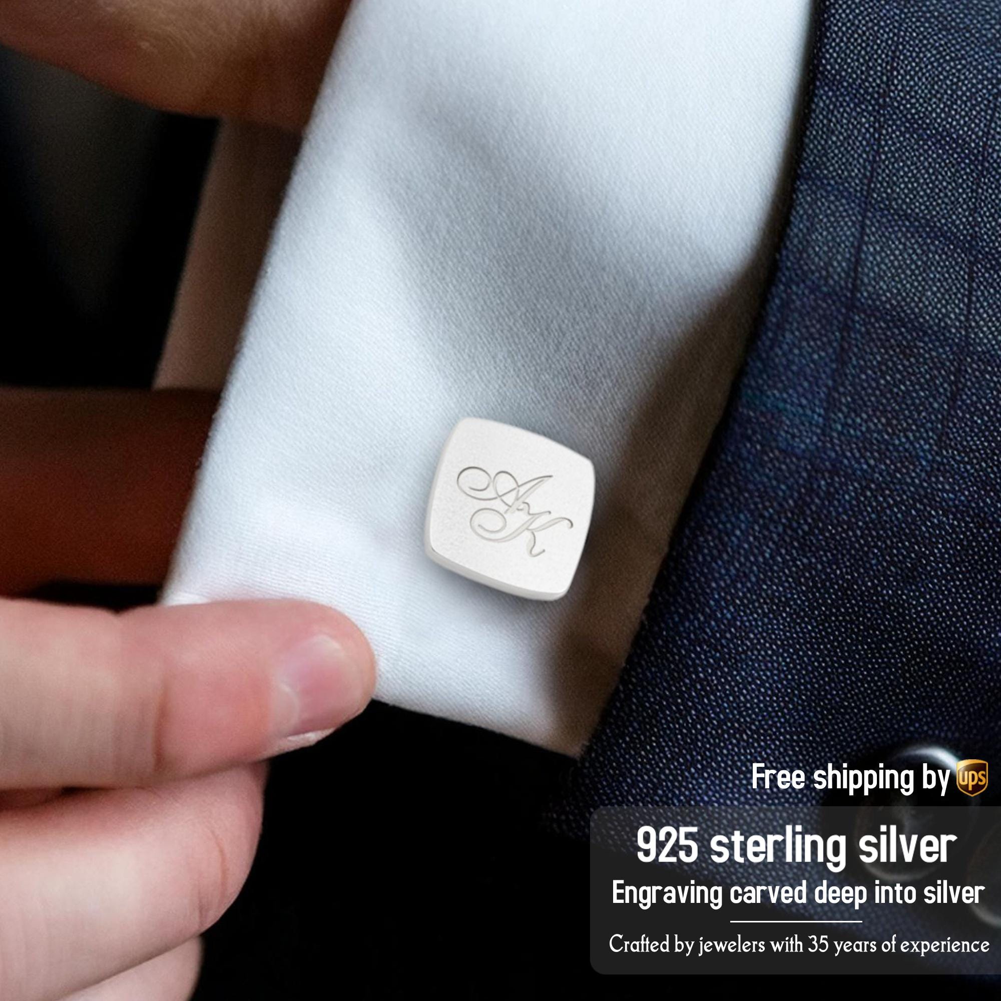 925 Silver Cufflinks - Engraved cufflinks - Personalized cufflinks - Husband Gift - Personalized Gift for Men - Anniversary gift for Men
