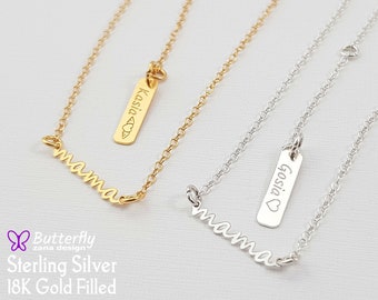 Collier maman personnalisé en argent pour maman - Collier nouvelle maman - Collier initial pour la fête des mères - Simple, délicat, tous les jours