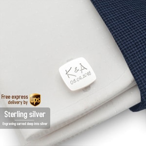 Handwriting Cufflinks, Sterling Silver Cufflinks, Wedding Cufflinks, Handwriting Jewelry, Groom Cufflinks, Engraved Cufflinks, Gift for Him