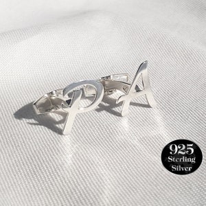 Gemelos para hombre, Gemelos con letras iniciales, Gemelos de plata de ley, Regalo personalizado para hombre, Gemelos con letras del alfabeto, Gemelos para novios