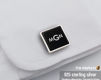 Wedding anniversary Gift for Him - Engraved initial cufflinks - Monogrammed cuff links - Personalized custom First Anniversary Gifts for Men