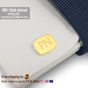 Personalisierte Geschenke für Männer, Individuelle Manschettenknöpfe, Gold Manschettenknöpfe mit Initialen, Silber Vergoldet