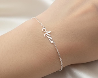 Pulsera con nombre en plata de ley - Pulsera con nombre para bebé - Regalos para mamá primeriza - Pulsera con nombre personalizada - Pulsera con nombre personalizada para mujer