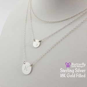 Personalized Three layered necklaces -  Dainty Layered Necklace - Multi layered necklaces for women - Layered Long Disc Necklace