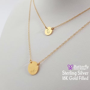 Gold Layered Disc Halsketten - Layered Initial Halsketten - Mehrschichtige Halsketten für Frauen - Layered Long Circle Tag Halskette