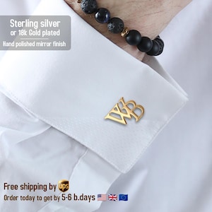 Gemelos con iniciales personalizadas - Gemelos personalizados para hombres - Gemelos con monograma para bodas de novios - Regalo para padrinos de boda - Gemelos de plata y oro