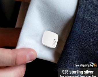 Custom cufflink, Sterling Silver Engraved Cufflinks, Cuff link Personalized, Man cufflinks, ZanaDesign
