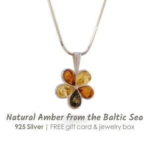 Amber Flower Pendant, Multicolour amber pendant, Gemstone pendants, Gift Jewelry, Real amber jewelry, Flowers jewelry, Amber silver jewelry