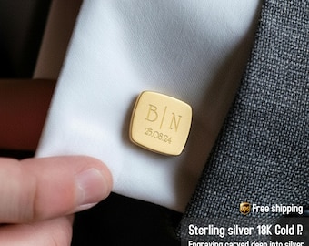10 year anniversary gift for Husband - 10 year anniversary - Custom Cufflinks - Sterling Cufflinks 18ct gold plated