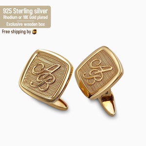 Sterling Silver cufflinks with a touch of luxury - Initial cufflinks - Custom cufflinks - Personalized cufflinks - Gold cufflinks engraved