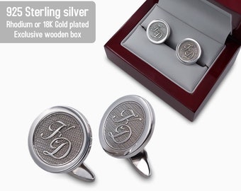Gegraveerde manchetknopen met een vleugje luxe - 925 zilveren manchetknopen - Initial manchetknopen - Manchetknopen voor heren - Aangepaste manchetknopen