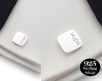 Gemelos de plata de ley Boda personalizados, Iniciales y fecha, Regalo de gemelos de novio personalizado, Gemelos personalizados, Gemelos grabados