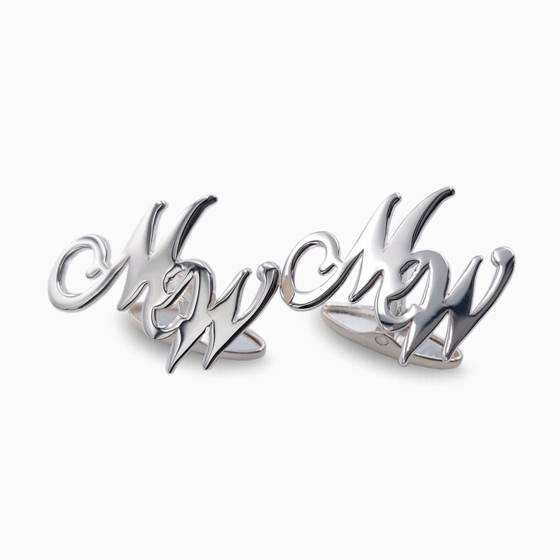 Sterling Silver Initial Cufflinks Groom & Groomsmen gifts Personalized Name Cufflinks Wedding Cufflinks image 10