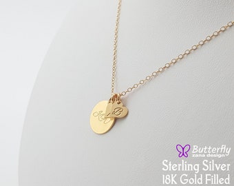 Mother's Necklace with Kids Initials - Personalized Heart Necklace for new Mom Gift - Initial Necklace - Gold, Silver Necklace