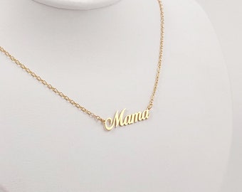 Gold Personalized Mama Necklace Gift for Mom, New Mom necklace, Initial Necklace for Mother's day gift,  custom name necklace