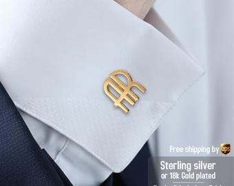 Personalized cufflinks - Art Deco Initial cufflinks - Customized Cufflinks - Engraved CuffLinks - Silver Cufflinks - Wedding cufflinks