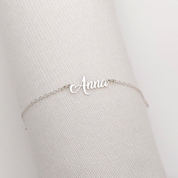 Pulsera con nombre de plata esterlina, pulsera con nombre de bebé, regalos para nueva mamá, pulsera con nombre personalizado, pulsera con nombre personalizado para mujeres