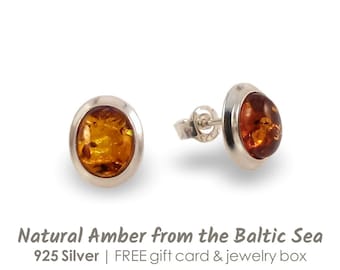 Gift For Wife, Amber stud earrings, Womens earrings, Birthday gift, Gemstone earrings, Stone earrings, Amber Jewellery, Gift Jewelry