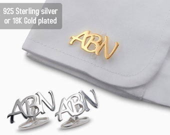 Customized Silver Cufflinks - Monogram Cufflinks - Groom cufflinks - Initial Cufflinks - Custom cufflinks