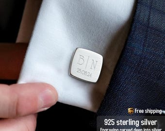 1 Year Anniversary Gift for Boyfriend - 1st anniversary gift - Customized Cufflinks for men - Sterling Cufflinks
