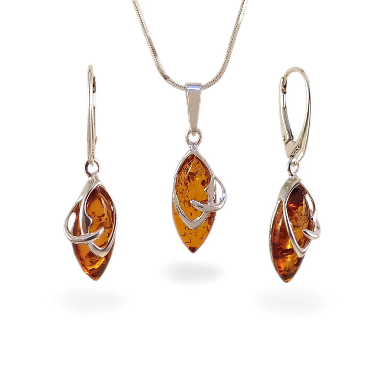Amber necklace and earring set deals