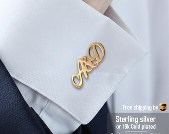 Wedding letter cufflinks - Gold Groom cufflinks - Wedding anniversary cufflinks - Custom cufflinks 925 sterling silver