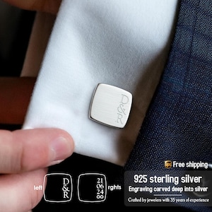 Hochzeit Manschettenknöpfe Individuell, Initialen und Datum, 925 Silber Manschettenknöpfe, Personalisierte geschenke für Bräutigam