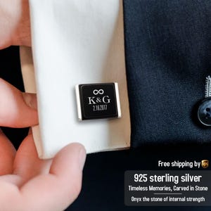 Personalized Wedding Cufflinks - Custom groom cufflinks Date and Initial - Wedding Date Keepsake Present - Gift For Groom - Gift From Bride