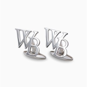 Gemelos de plata - Gemelos con iniciales - Gemelos con letras para hombre - Regalo personalizado para hombre - Gemelos con alfabeto - Gemelos para novio