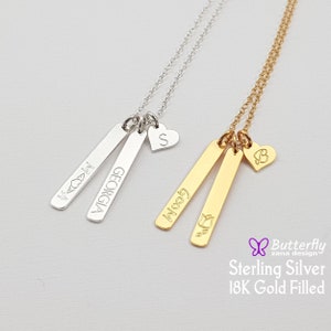 Cadeau voor haar Hartketting met gepersonaliseerde tag Bar - Aangepaste ketting Cadeau voor moeder Kindernamen - Ketting met meerdere tags