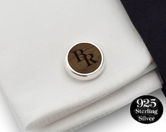 Wood and silver cufflinks, Mens Cufflinks, Wedding cufflinks, Groom cufflinks, Groomsmen gift, Cufflinks for men, Anniversary gift for him