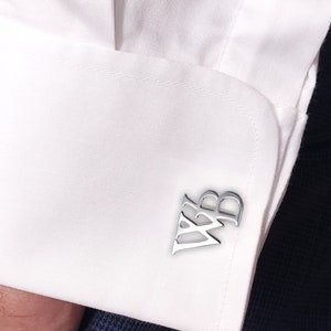 Sterling Silver Initial Cufflinks Groom & Groomsmen gifts Personalized Name Cufflinks Wedding Cufflinks image 2