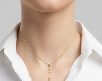 Name necklace for mom - Gold Name Necklace - Custom name necklace - Wear it as you like, adjust the pendant to your style