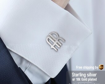 Customized Cufflinks - Art Deco Initial cufflinks - Personalized cufflinks - Silver Cufflinks - Engraved CuffLinks - Wedding cufflinks