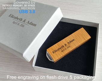 Wedding favor Custom Wood USB 3.0 16gb 32gb 64gb 128gb, Box set, Personalized USB Photographers, Wooden usb flash drive