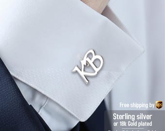 Customized Letter Cufflinks - Gold Initial Cufflinks - Groom wedding Cufflinks - Personalized Gift for Men