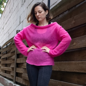 Fuzzy hot pink sweater best sale