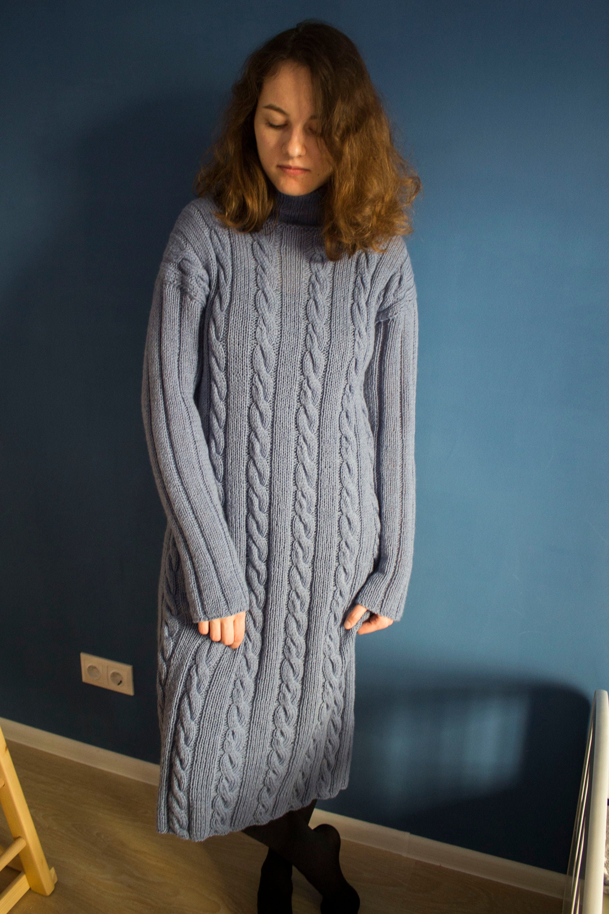 hug me tight turtleneck long sleeve sweater dress