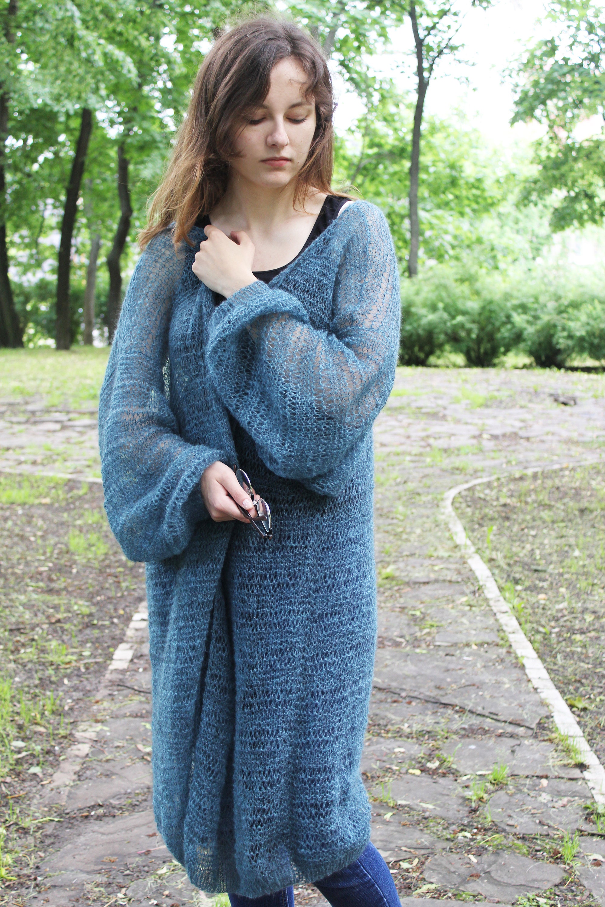特価 yoke cardigan mohair loose トップス