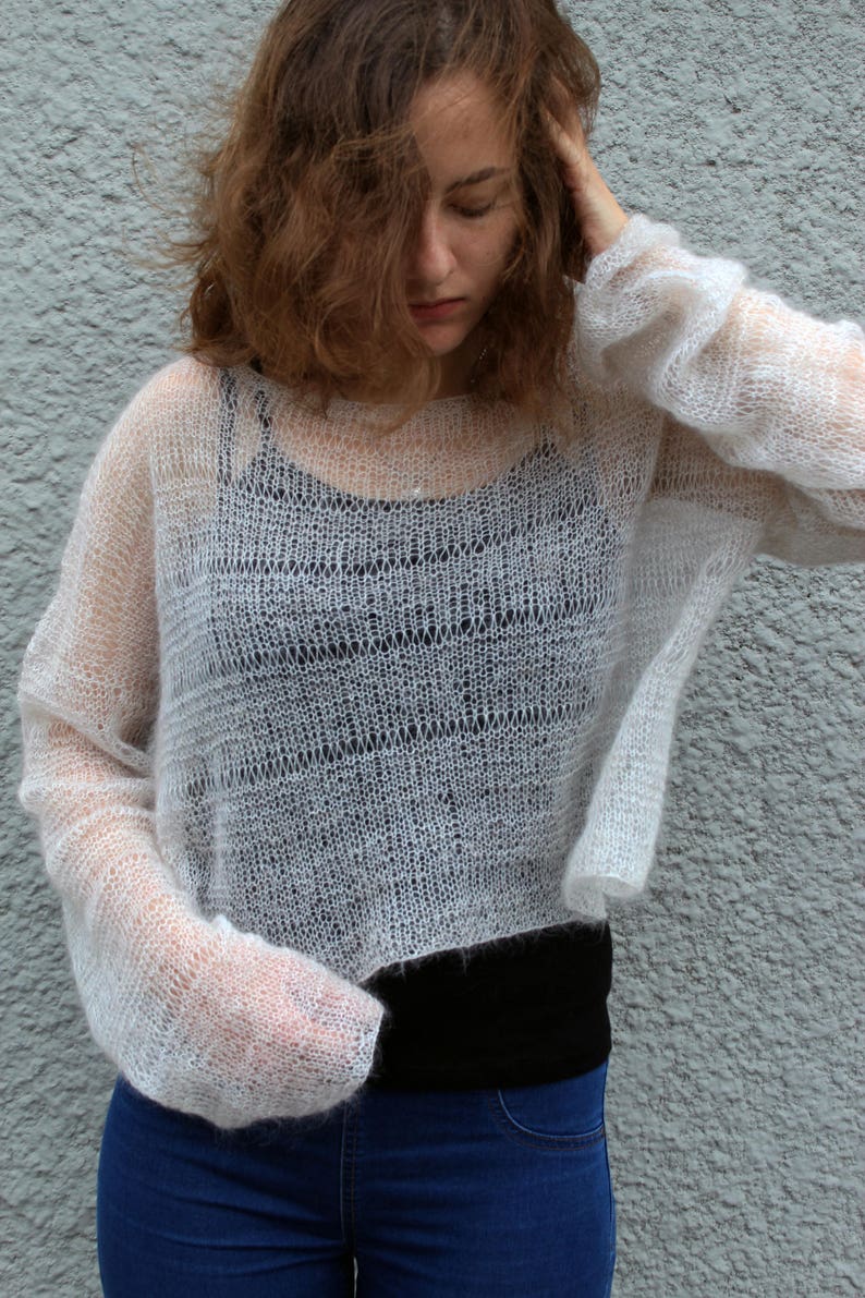 Oversize Fuzzy Mohair Sweater Jumper Extra Long Sleeve off - Etsy UK