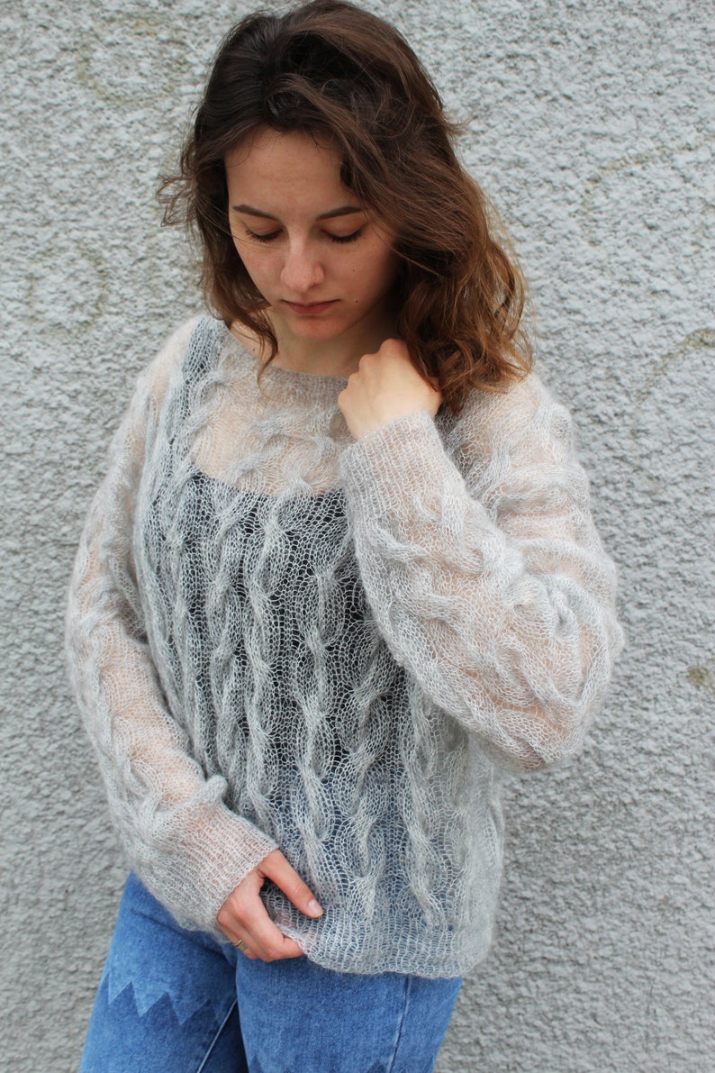 Mohair sweater PDF knitting pattern printable Oversized cable Etsy