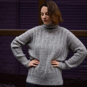 Oversized Turtleneck Sweater Luxurious Mohair Cashmere Chunky Knit, Loose Fit Cozy Fluffy Jumper Dress, Slouchy Fuzzy Pullover, Hugge Top